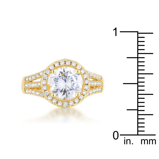 LOVCIA Elegant Marylin 2.5ct CZ 14k Gold Prong Set Ring