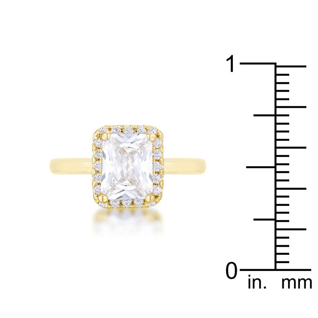 LOVCIA Elegant Radiant-Style CZ Ring in 14k Gold with Pave Accents