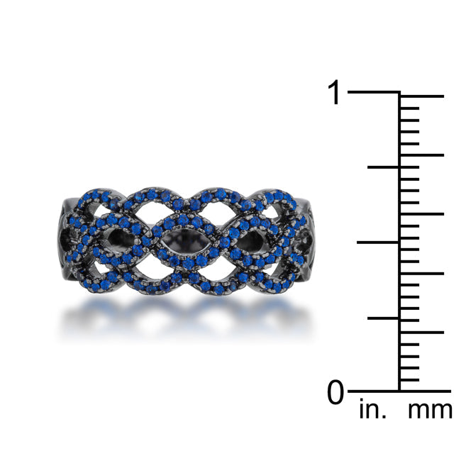 LOVCIA Everlasting Bond Twist Ring with Sapphire Accents and CZ Hematite