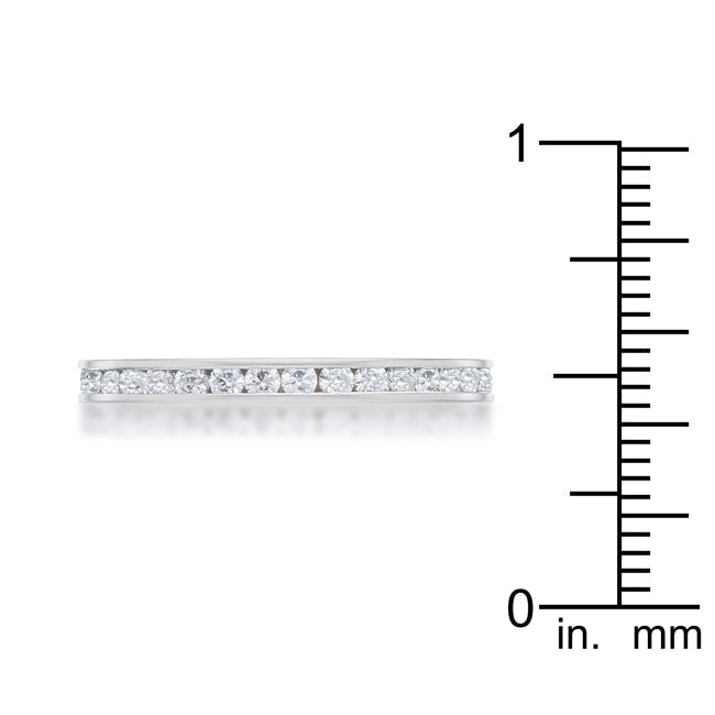 LOVCIA Luxe Essence 0.5ct Round Clear CZ Channel Set Stainless Steel Eternity Band