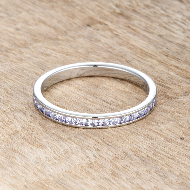 LOVCIA Delicate 0.5ct Light Lavender CZ Stainless Steel Channel-Set Eternity Band