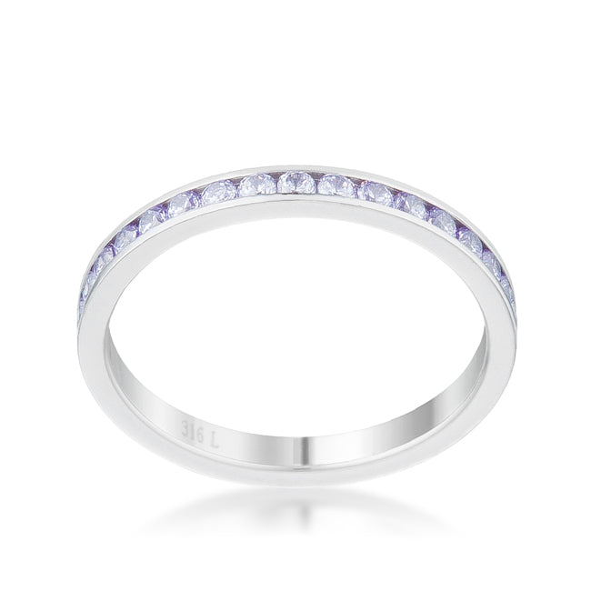 LOVCIA Delicate 0.5ct Light Lavender CZ Stainless Steel Channel-Set Eternity Band