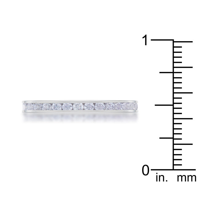 LOVCIA Delicate 0.5ct Light Lavender CZ Stainless Steel Channel-Set Eternity Band