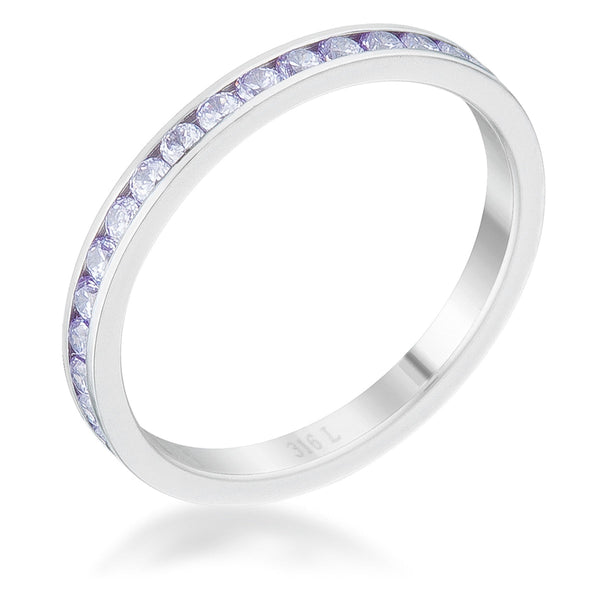 LOVCIA Delicate 0.5ct Light Lavender CZ Stainless Steel Channel-Set Eternity Band