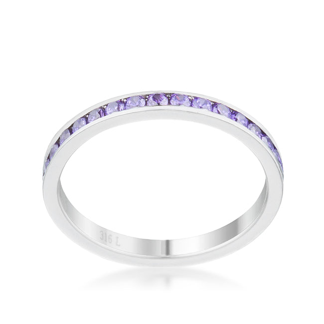 LOVCIA Luxe Essence Delicate Eternity Band with 0.5ct Amethyst CZ in Stainless Steel