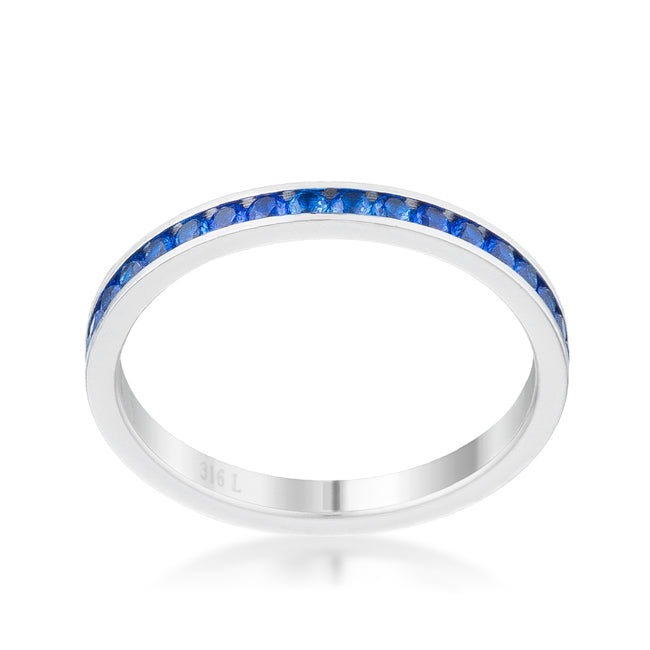 LOVCIA Luxe Essence Delicate 0.5ct Sapphire CZ Channel Set Stainless Steel Eternity Ring