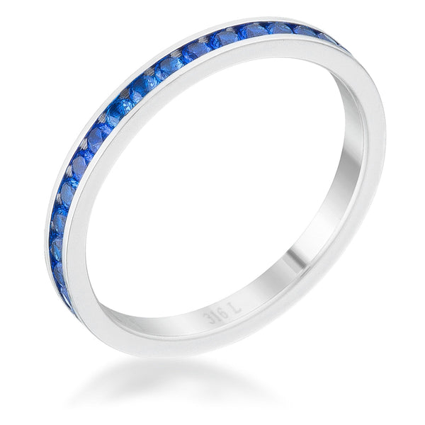 LOVCIA Luxe Essence Delicate 0.5ct Sapphire CZ Channel Set Stainless Steel Eternity Ring