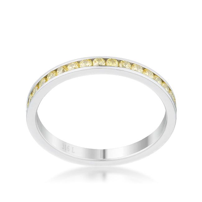 LOVCIA Timeless Jonquil CZ Stainless Steel Channel-Set Eternity Band - 0.5ct