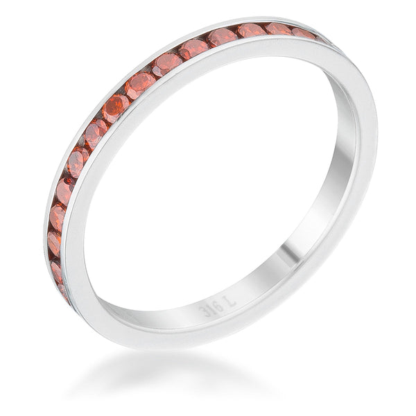 LOVCIA Luxe 0.5ct Dark Champagne CZ Stainless Steel Channel-Set Eternity Ring