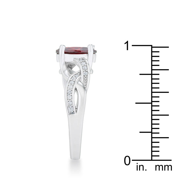 LOVCIA Regal Splendor Garnet CZ Rhodium Oval Engagement Ring