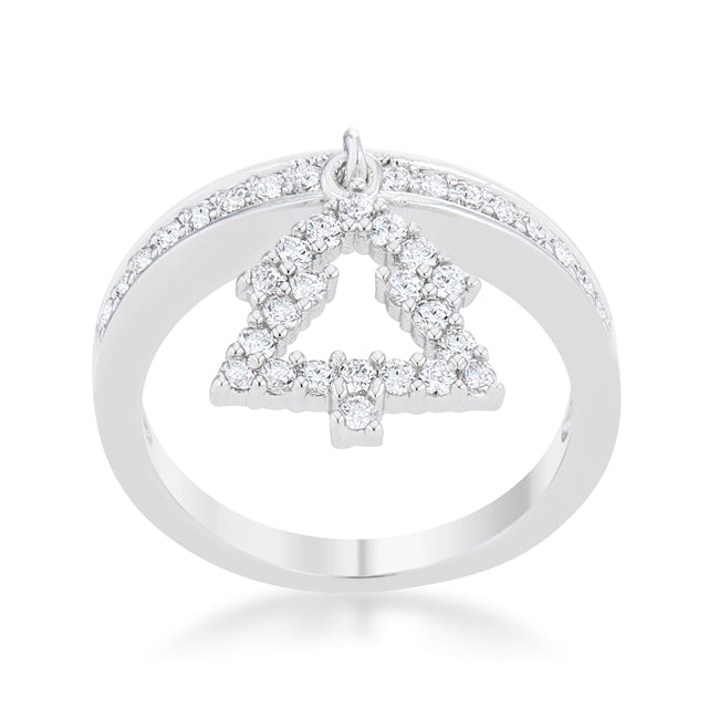 LOVCIA Holiday Sparkle Christmas Tree Charm Ring with CZ