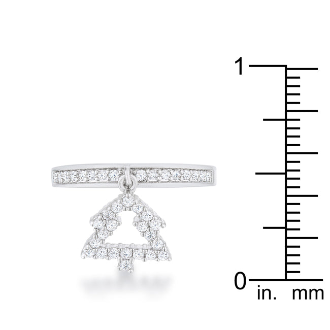 LOVCIA Holiday Sparkle Christmas Tree Charm Ring with CZ