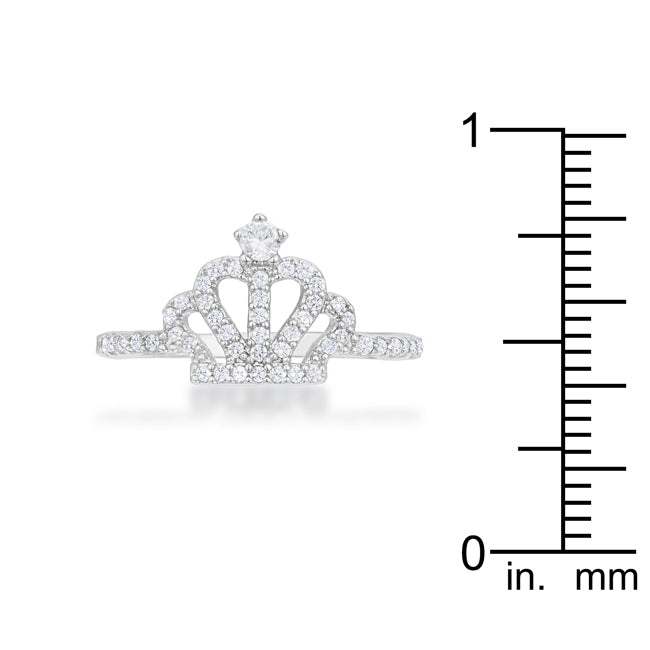 LOVCIA Elina Rhodium Plated Crown Ring with 0.36ct CZ Stones