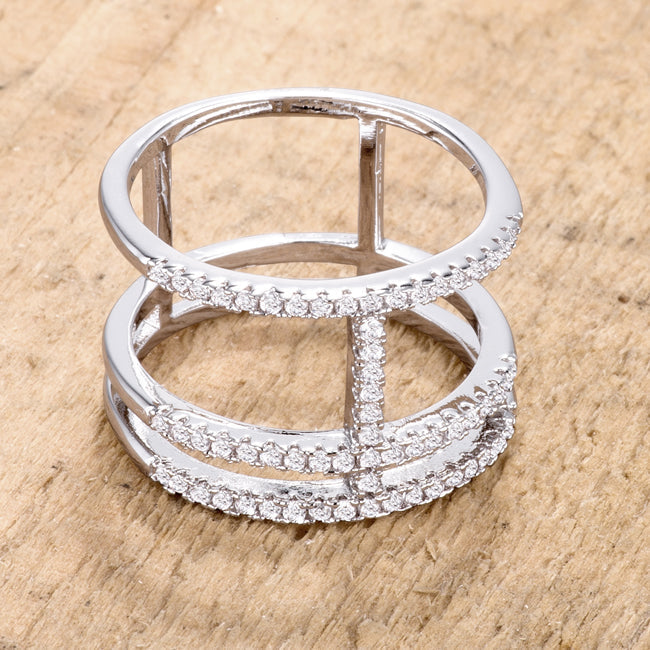 LOVCIA Rhodium Plated Ring with Sparkling CZ Stones