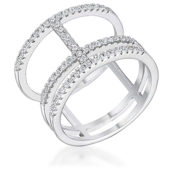 LOVCIA Rhodium Plated Ring with Sparkling CZ Stones