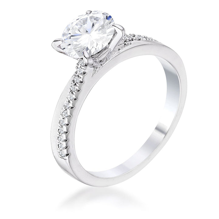 LOVCIA 1.4Ct Modern Elegant Rhodium Plated Clear CZ Engagement Ring