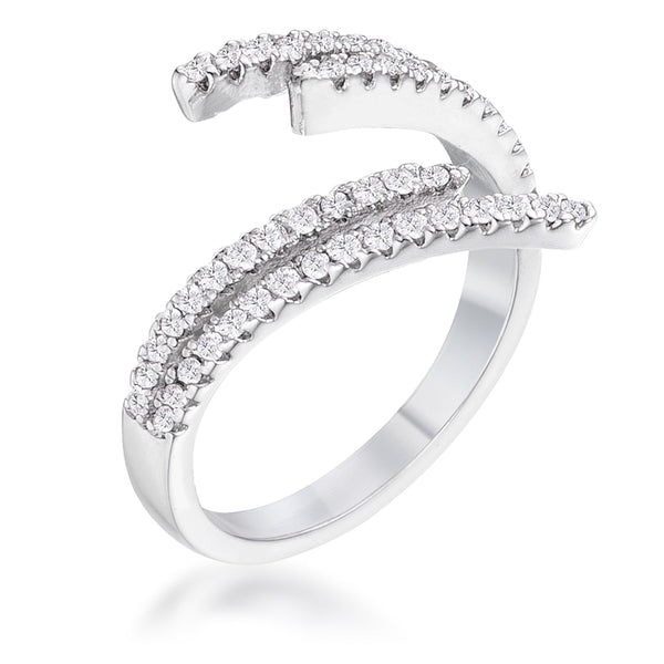 LOVCIA 1.12Ct Elegant Rhodium-Plated CZ Twist Ring