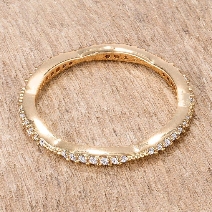 LOVCIA Dainty 18k Gold Plated .42Ct Micro Pave CZ Stackable Eternity Ring