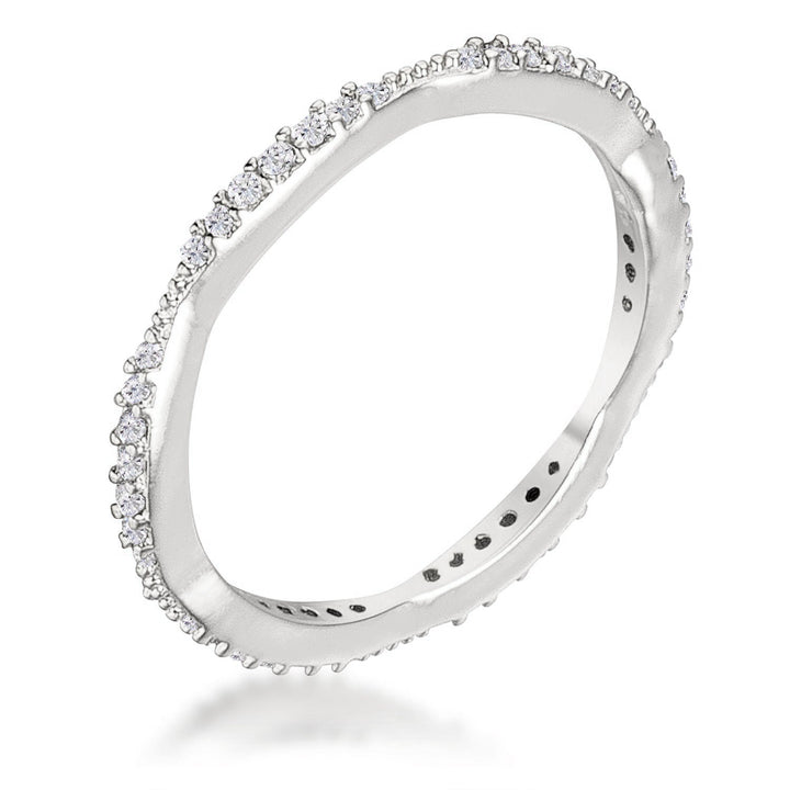 LOVCIA Elegant .42Ct 18k Rhodium Plated Micro Pave CZ Stackable Eternity Band