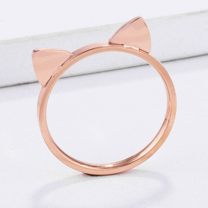 LOVCIA Rose Gold Cat Ear Ring in Stainless Steel