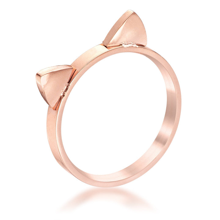 LOVCIA Rose Gold Cat Ear Ring in Stainless Steel