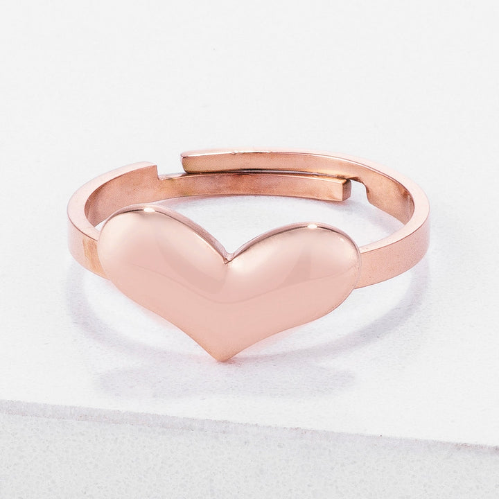 LOVCIA Rose Goldtone Stainless Steel Adjustable Heart Ring