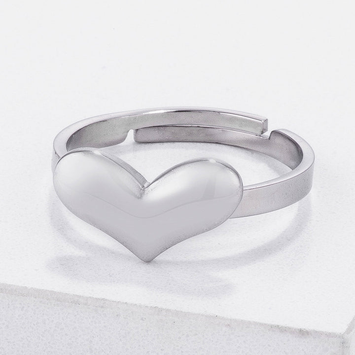 LOVCIA Adjustable Stainless Steel Heart Ring (Sizes 5-9)