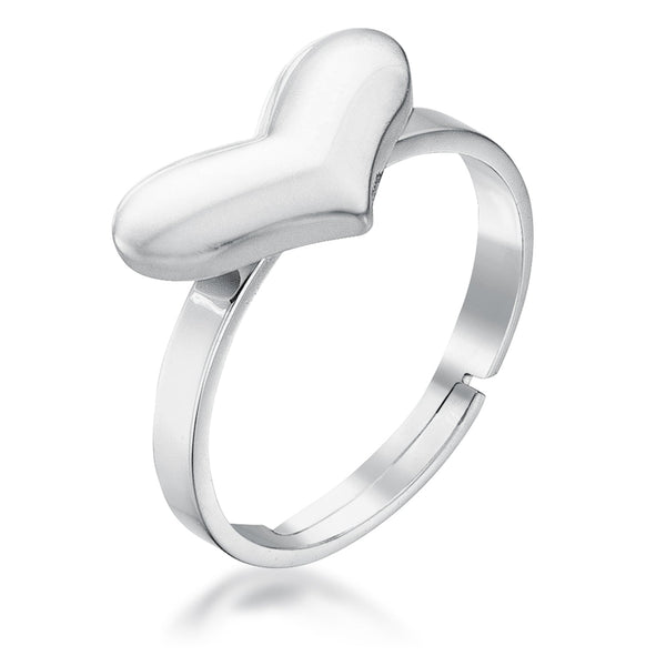 LOVCIA Adjustable Stainless Steel Heart Ring (Sizes 5-9)