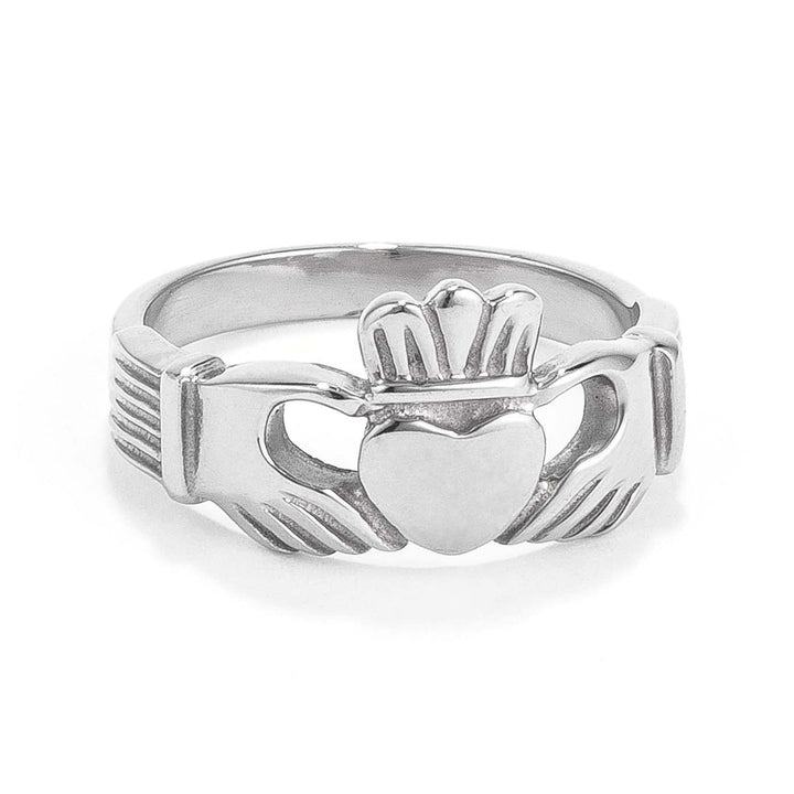 LOVCIA Heart & Crown Stainless Steel Claddagh Ring