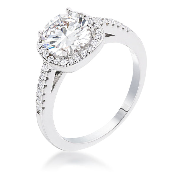 LOVCIA 2.97Ct Silvertone Cushion Cut Halo Engagement Ring