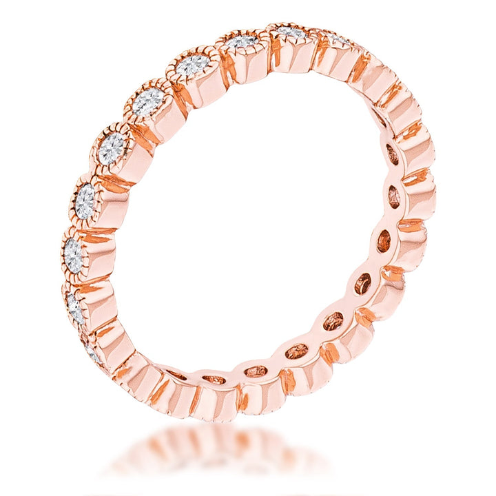 LOVCIA Rose Goldtone Dotted CZ Bezel Eternity Band