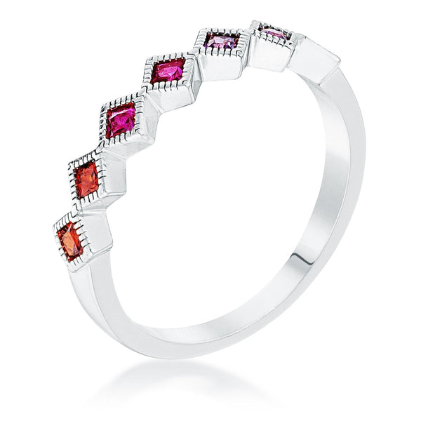 LOVCIA Enchantress Princess Cut CZ Half Eternity Band in Rhodium Plating