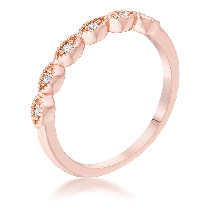 LOVCIA Rose Gold Plated Marquise Petite Zirconia Stackable Ring