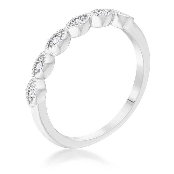 LOVCIA Elegant Rhodium-Plated Marquise CZ Stackable Ring