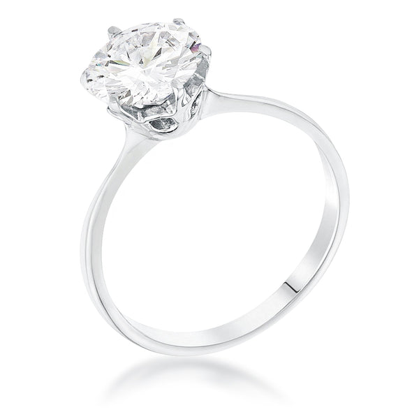 LOVCIA Elegant 1 Carat Round CZ Rhodium Solitaire Ring