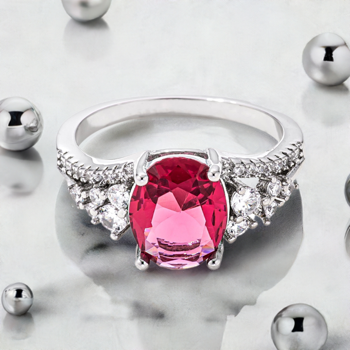 Buy Rings for Women - LOVCIA Forever Brilliance 3.25ct. Rhodium Plated Raspberry CZ Ring