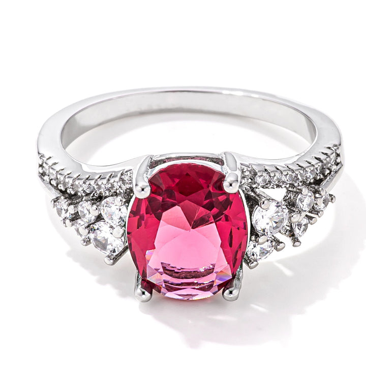 LOVCIA Forever Brilliance 3.25ct. Rhodium Plated Raspberry CZ Ring