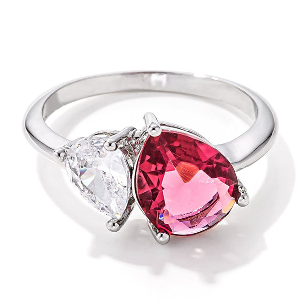 LOVCIA Clear and Rose Pink Romantic Union 2.75ct CZ Engagement Ring