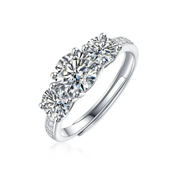 Lovcia Fashion Round Moissanite CZ 925 Sterling Silver Adjustable Ring-Rings-1 ct ( Certificate Included )-1 ct ( Certificate Included )