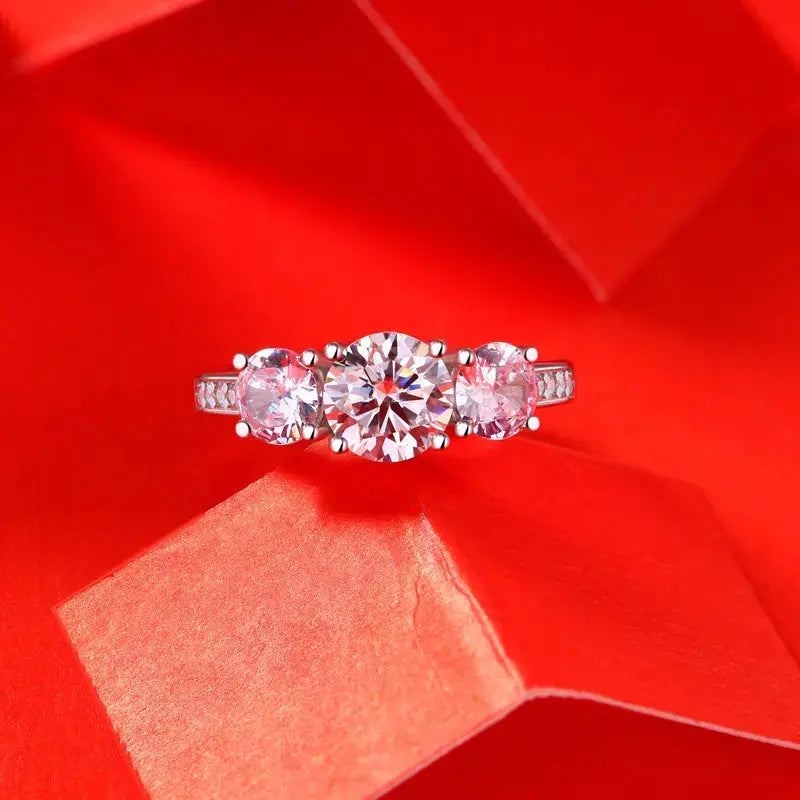 Lovcia Fashion Round Moissanite CZ 925 Sterling Silver Adjustable Ring-Rings-1 ct ( Certificate Included )-1 ct ( Certificate Included )