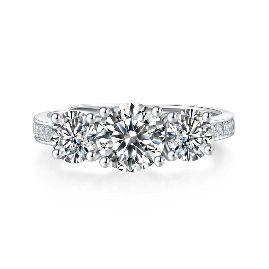 Lovcia Fashion Round Moissanite CZ 925 Sterling Silver Adjustable Ring-Rings-1 ct ( Certificate Included )-1 ct ( Certificate Included )