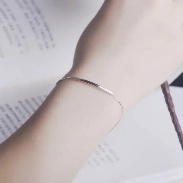 Lovcia Fashion Silver 18K White Gold Solid 925 Sterling Silver Bracelet Women-Bracelets-