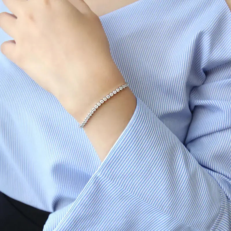 Lovcia Fashion Simple CZ Beads 925 Sterling Silver Adjustable Bracelet-Bracelets-
