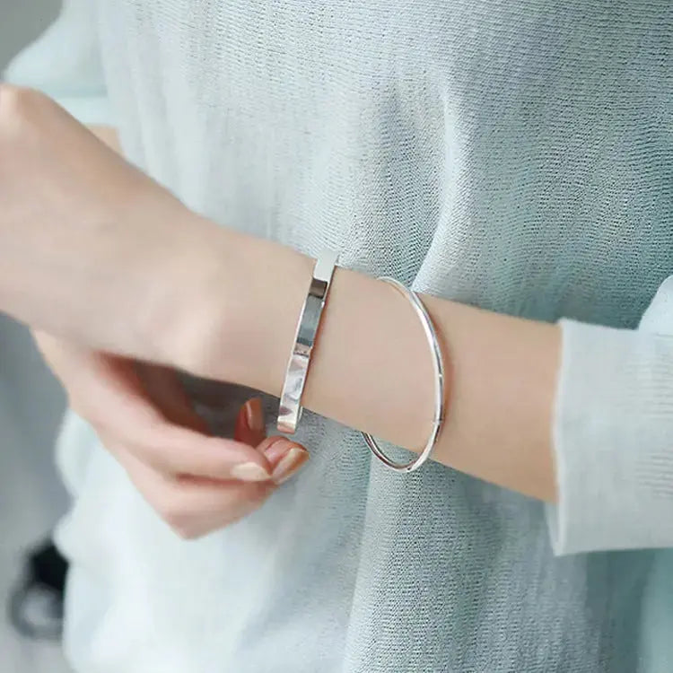 Lovcia Fashion Simple Smooth Surface 925 Sterling Silver Bangle-Bracelets-