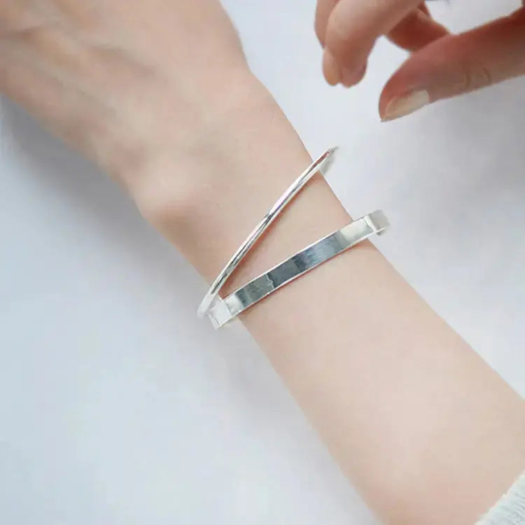 Lovcia Fashion Simple Smooth Surface 925 Sterling Silver Bangle-Bracelets-
