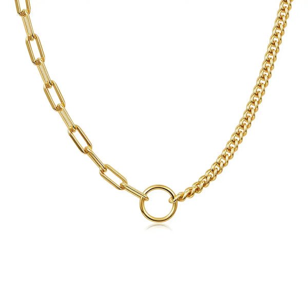 Lovcia Fashion Splicing Hollow Chain 925 Sterling Silver Necklace-Necklaces-Silver-Silver
