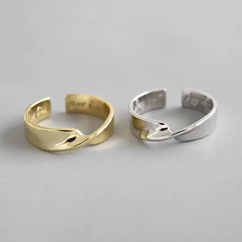 Lovcia Fashion Twisted Cross 925 Sterling Silver Adjustable Ring-Rings-Silver-Silver