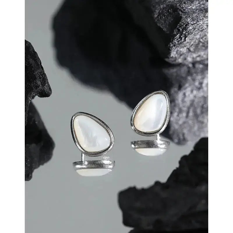 Lovcia Fashion Waterdrop Mother of Shell 925 Sterling Silver Stud Earrings-Earrings-Rhodium-Rhodium