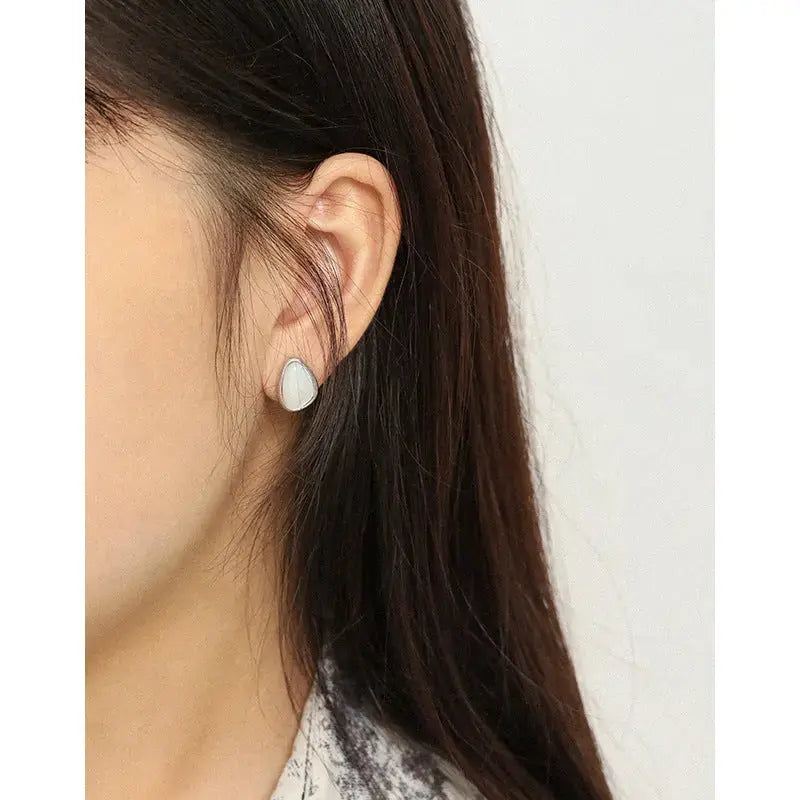 Lovcia Fashion Waterdrop Mother of Shell 925 Sterling Silver Stud Earrings-Earrings-Rhodium-Rhodium