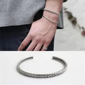 Lovcia Fashion Weave 925 Sterling Silver Open Bangle-Bracelets-